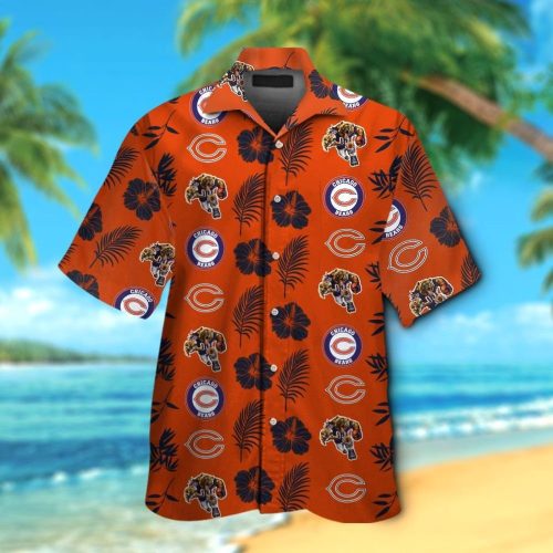 Chicago Bears Short Sleeve Button Up Tropical Aloha Hawaiian Shirt Set for Men Women Kids Gift