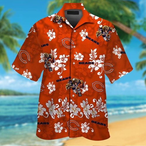 Chicago Bears Short Sleeve Button Up Tropical Aloha Hawaiian Shirt Set for Men Women Kids Gift