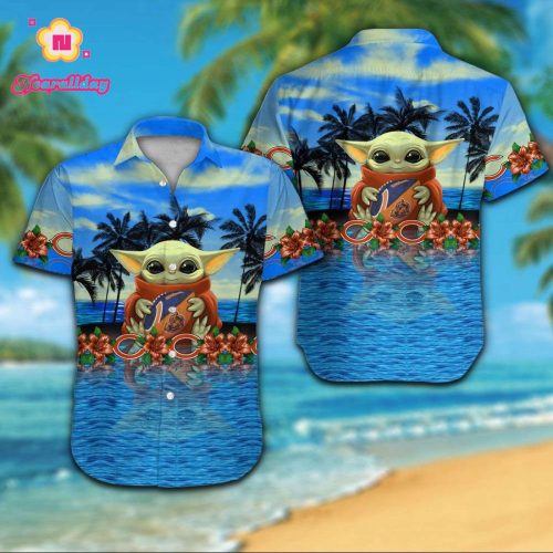 Chicago Bears Short Sleeve Button Up Tropical Aloha Hawaiian Shirt Set for Men Women Kids Gift