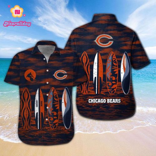 Chicago Bears Short Sleeve Button Up Tropical Aloha Hawaiian Shirt Set for Men Women Kids Gift