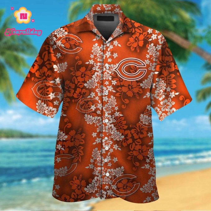 Chicago Bears Short Sleeve Button Up Tropical Aloha Hawaiian Shirt Set for Men Women Kids Gift