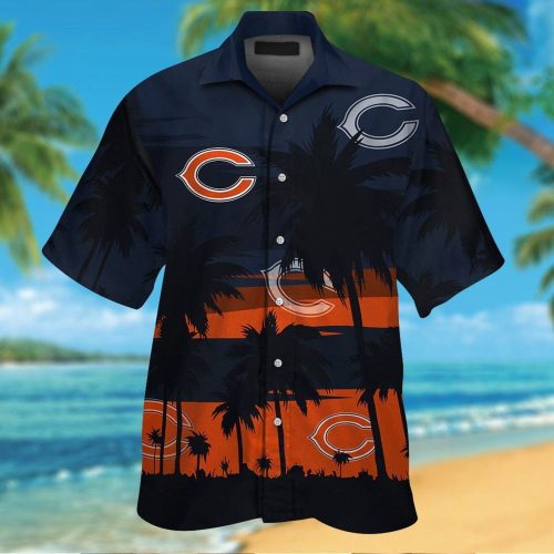 Chicago Bears Short Sleeve Button Up Tropical Aloha Hawaiian Shirt Set for Men Women Kids Gift