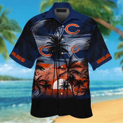 Chicago Bears Short Sleeve Button Up Tropical Aloha Hawaiian Shirts Shirt Hawaiian Shirt Set for Men Women Kids