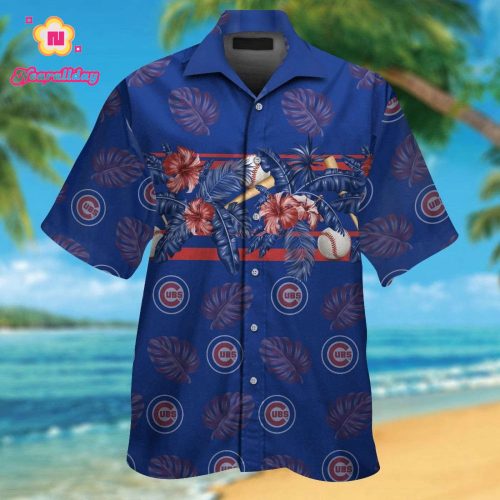 Chicago Cubs Hawaiian Shirt Set – Men Women Kids – Short Sleeve Button Up Tropical Aloha – MTE011
