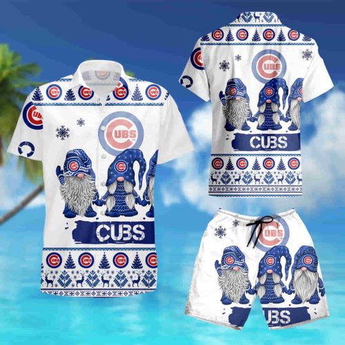 Chicago Cubs Christmas Gnomes Ugly Sweatshirt & 3D Hawaiian Shirt – Festive Summer Attire