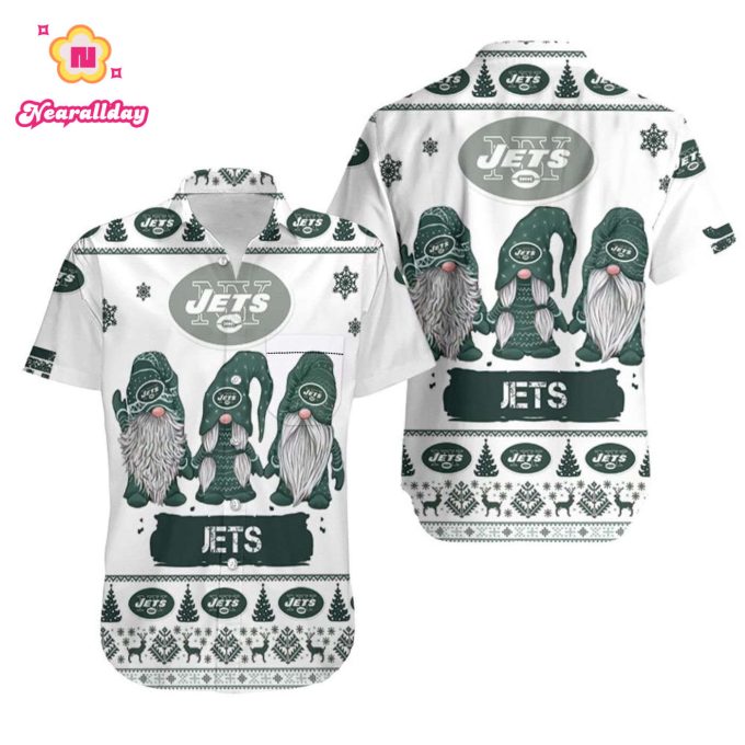 Christmas Gnomes New York Jets Ugly Sweatshirt Christmas Allover Print Hawaiian Shirt