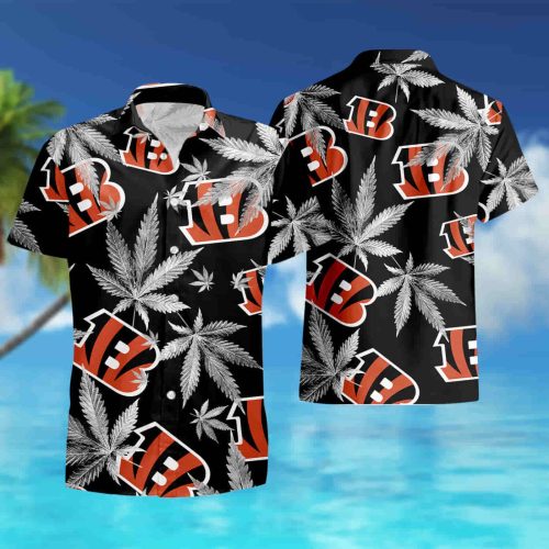 Cincinnati Bengals cannabis Black Hawaiian Shirt summer shirt