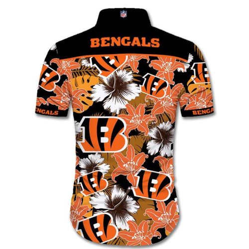 Cincinnati Bengals Hawaiian Shirt Tropical Flower Short Sleeve