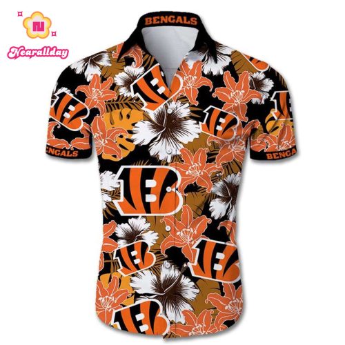 Cincinnati Bengals Hawaiian Shirt Tropical Flower Short Sleeve