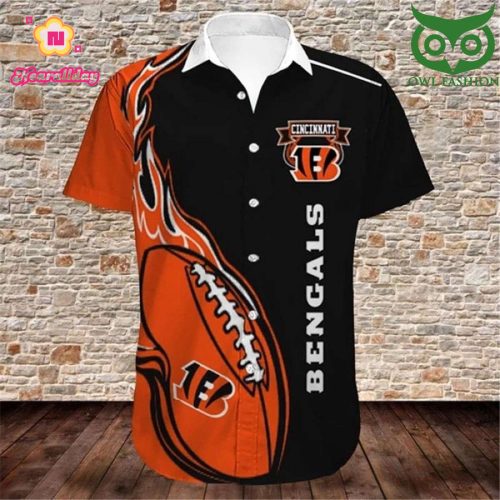Cincinnati Bengals Hawaiian Shirts Fireball Hawaiian Shirt Set for Men Women Kids