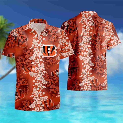 Cincinnati Bengals hibiscus flower orange summer shirt