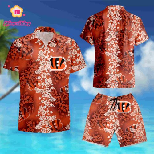Cincinnati Bengals hibiscus flower orange summer shirt
