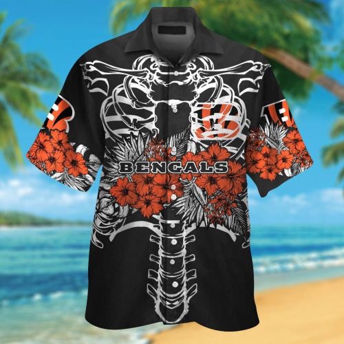 Cincinnati Bengals Short Sleeve Button Up Tropical Aloha Hawaiian Shirt Set for Men Women Kids Gift