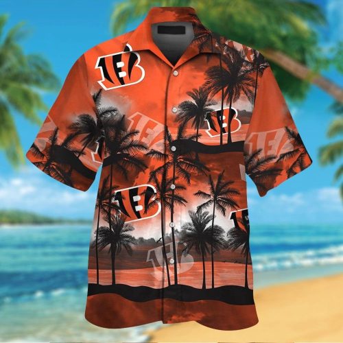 Cincinnati Bengals Short Sleeve Button Up Tropical Aloha Hawaiian Shirt Set for Men Women Kids Gift