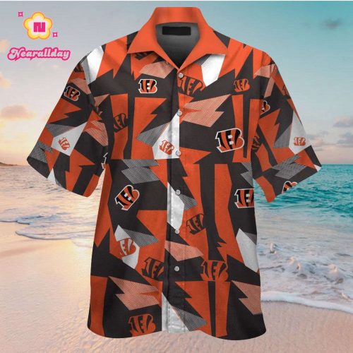 Cincinnati Bengals Short Sleeve Button Up Tropical Aloha Hawaiian Shirt Set for Men Women Kids Gift