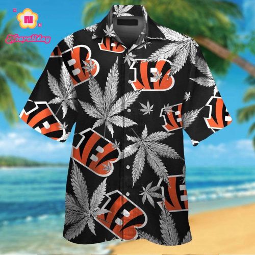 Cincinnati Bengals Short Sleeve Button Up Tropical Aloha Hawaiian Shirt Set for Men Women Kids Gift