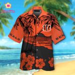 Cincinnati Bengals Short Sleeve Button Up Tropical Aloha Hawaiian Shirt Set for Men Women Kids Gift