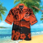 Cincinnati Bengals Short Sleeve Button Up Tropical Aloha Hawaiian Shirt Set for Men Women Kids Gift