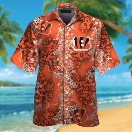 Cincinnati Bengals Short Sleeve Button Up Tropical Aloha Hawaiian Shirt Set for Men Women Kids Gift