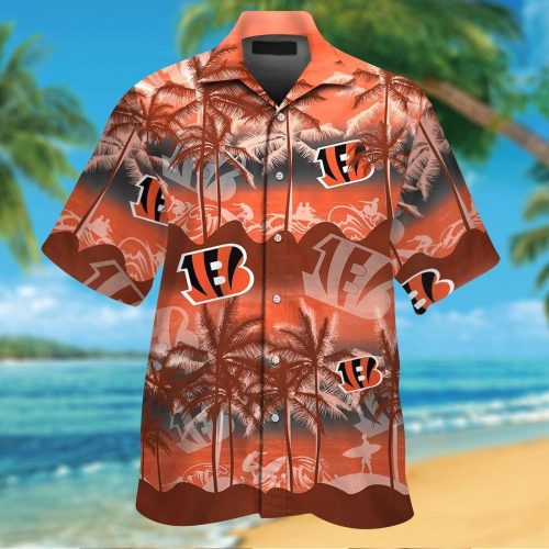 Cincinnati Bengals Short Sleeve Button Up Tropical Aloha Hawaiian Shirt Set for Men Women Kids Gift