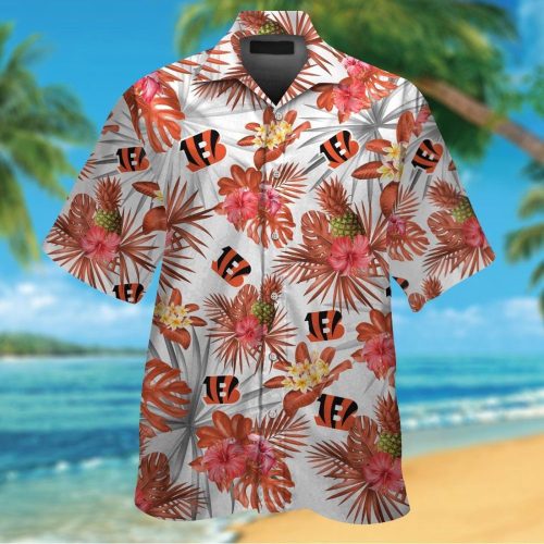 Cincinnati Bengals Short Sleeve Button Up Tropical Aloha Hawaiian Shirt Set for Men Women Kids Gift