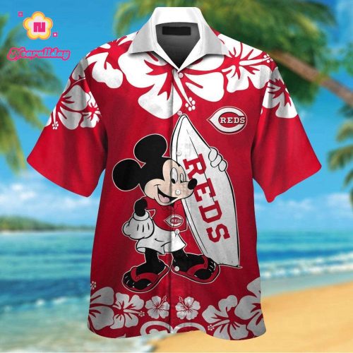 Cincinnati Reds Mickey Mouse Hawaiian Shirt Set for Men Women Kids