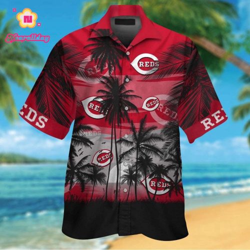 Cincinnati Reds Hawaiian Shirt Set – Short Sleeve Button Up Aloha Tropical Style