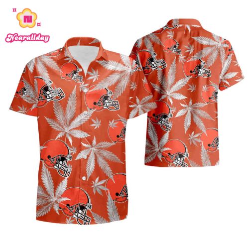 Cleveland Browns cannabis Orange Hawaiian Shirt summer shirt
