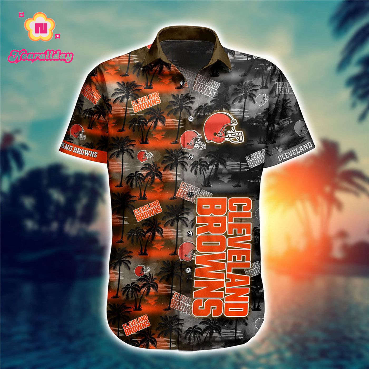 Cleveland Browns Hawaiian Shirt Palm Tree Pattern Cleveland Browns Hawaiian Shirt Palm Tree Pattern