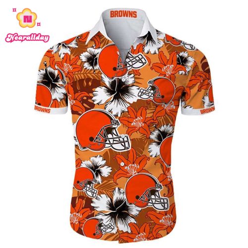 Cleveland Browns Hawaiian Shirt Tropical Flower Short Sleeve
