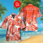 Cleveland Browns Short Sleeve Button Up Tropical Aloha Hawaiian Shirt Set for Men Women Kids Gift