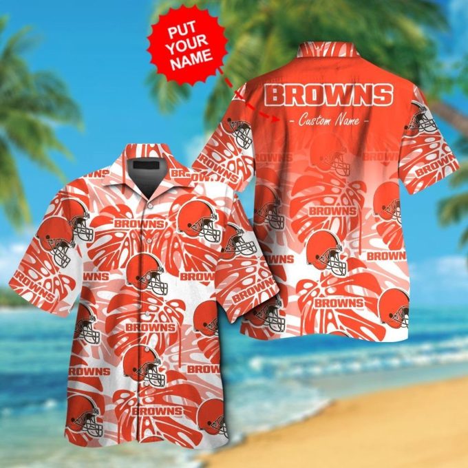 Cleveland Browns Short Sleeve Button Up Tropical Aloha Hawaiian Shirt Set for Men Women Kids Gift
