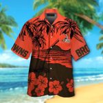Cleveland Browns Short Sleeve Button Up Tropical Aloha Hawaiian Shirt Set for Men Women Kids Gift