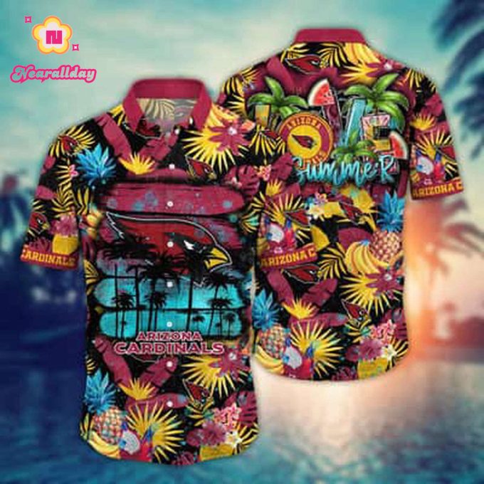 Colorful Aloha NFL Arizona Cardinals Hawaiian Shirt Tropical Fruit Pattern Best Beach Gift