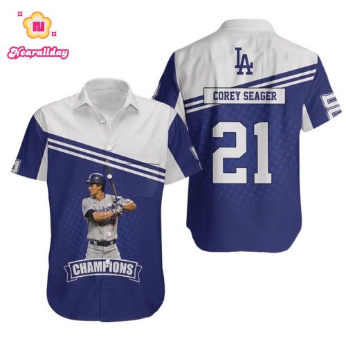 Corey Seager 5 Los Angeles Dodgers Hawaiian Shirt - Official MLB Merchandise
