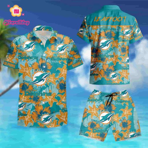 Custom Name Miami Dolphins Football Teams Button Up Hawaiian Shirt summer shirt