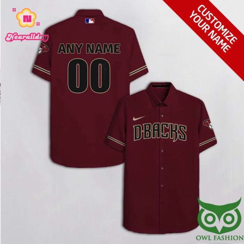 Personalized Arizona Diamondbacks Brick Red Hawaiian Shirt with Custom Name and Number