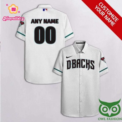 Personalized Arizona Diamondbacks Glossy White Hawaiian Shirt with Custom Name and Number
