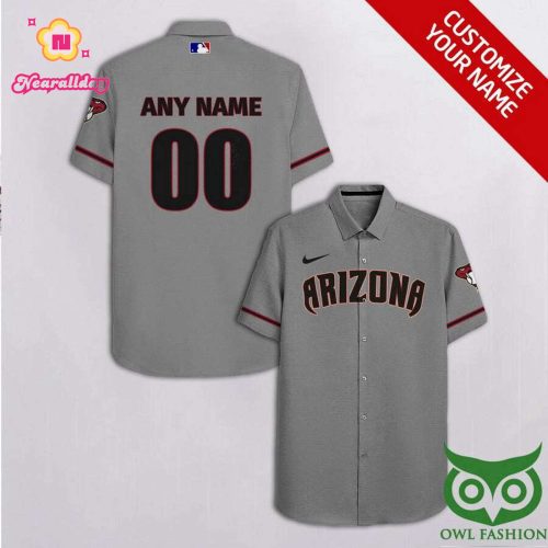 Personalized Arizona Diamondbacks Gray Hawaiian Shirt with Custom Name and Number