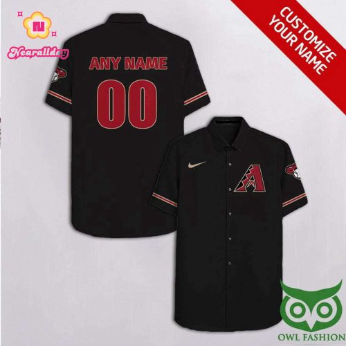 Personalized Arizona Diamondbacks Red Black Hawaiian Shirt – Custom Name Number
