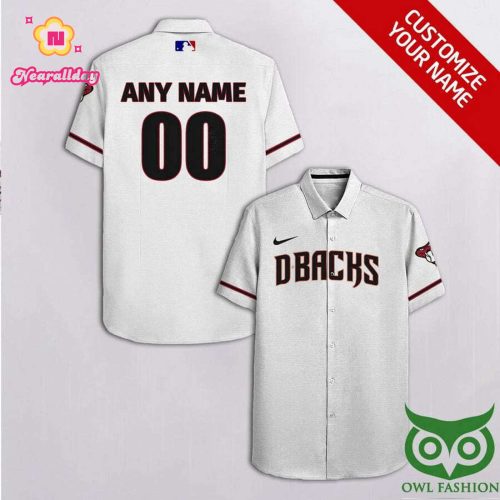Personalized Arizona Diamondbacks White Hawaiian Shirt with Name & Number