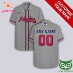 Personalized Atlanta Braves Gray Hawaiian Shirt with Custom Name and Number