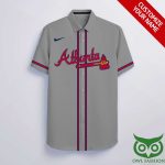 Personalized Atlanta Braves Gray Hawaiian Shirt with Custom Name and Number