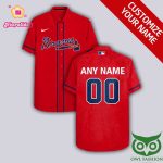 Personalized Atlanta Braves Red Hawaiian Shirt with Custom Name and Number Personalized Atlanta Braves Red Hawaiian Shirt with Custom Name and Number