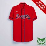 Personalized Atlanta Braves Red Hawaiian Shirt with Custom Name and Number Personalized Atlanta Braves Red Hawaiian Shirt with Custom Name and Number