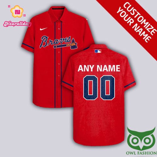Personalized Atlanta Braves Red Hawaiian Shirt with Custom Name and Number