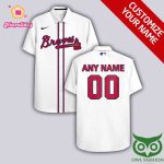 Personalized Atlanta Braves White Hawaiian Shirt with Name & Number Personalized Atlanta Braves White Hawaiian Shirt with Name & Number