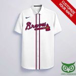 Personalized Atlanta Braves White Hawaiian Shirt with Name & Number Personalized Atlanta Braves White Hawaiian Shirt with Name & Number