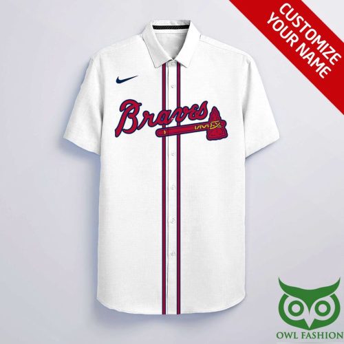 Personalized Atlanta Braves White Hawaiian Shirt with Name & Number