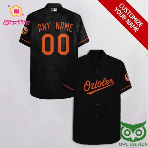 Personalized Baltimore Orioles Black and Orange Hawaiian Shirt – Custom Name and Number